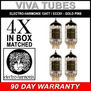 Gain Matched Quad (4) Electro - Harmonix 12at7 Ecc81 Gold Pin Vacuum Tubes