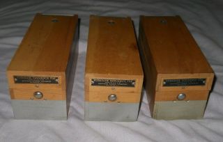 3 Vintage Wooden Kodaslide Sequence File Boxes Eastman Kodak Company Usa