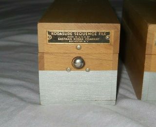 3 vintage wooden KODASLIDE Sequence File boxes Eastman KODAK Company USA 2