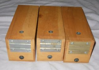 3 vintage wooden KODASLIDE Sequence File boxes Eastman KODAK Company USA 4