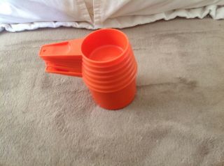 Vtg Orange Tupperware Measuring Cups Set