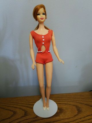 Vtg Japan Red Head Stacie Barbie Tnt Click Knees Stacie Outfit Shoes Polish