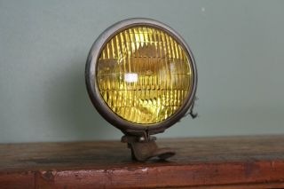 Vintage Amber Glass Lens Fog Light Lamp Auto Radiator Mfg Co Old Rat Rod Part