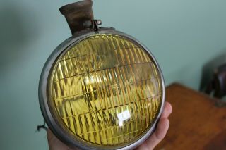 Vintage Amber Glass Lens Fog Light Lamp Auto Radiator Mfg Co Old Rat Rod Part 7
