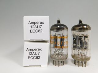 Amperex 12au7 Ecc82 Gf8 Matched Vintage Audio Tube Pair Round Getter (test 105)