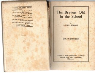 Vintage ETHEL TALBOT - THE BRAVEST GIRL IN SCHOOL (HC; 1st Edition; 1924) 2