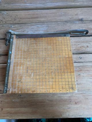 Vintage Ingento No 4 Paper Cutter 12 " X 12 " Cast Iron Guillotine Style Tool Usa