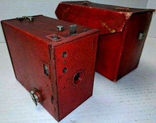 Antique Eastman Kodak Red Brownie 2a Model C Box Camera Number 2 A Case