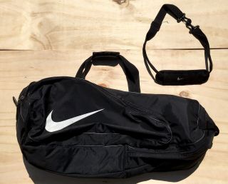 Nike Swoosh Tennis Court Racquet Ball Nylon Bag Vintage Retro Black White Sport