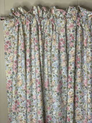 Vintage Laura Ashley Quartet Roses Pink Green Yellow Blue Lined Drapes Curtains