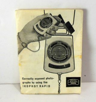 Vintage Instructions Booklet Zeiss Ikon Ikophot Light Exposure Meter