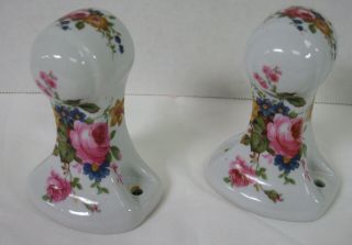 Vintage Ceramic Floral Wall Mounted Toilet Paper Holder Made In Italy