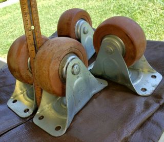 4 Vintage Large Industrial Casters Wheels Noelting Faultless Swivel 500 Lbs/4 "