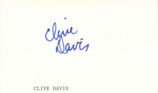 Clive Davis Signed Autographed 3x5 Vintage Album Page Beckett Bas