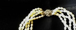 Vintage 18” TEN STRAND Freshwater Pearl with Lapis Lazuli & Rose Clasp Necklace 4