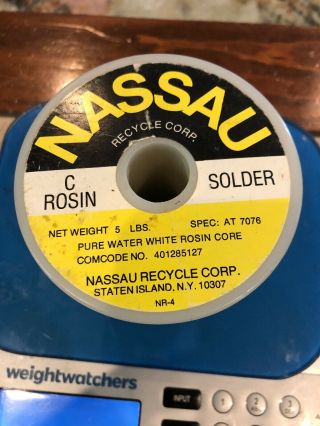 Nassau AT 7076 C Rosin Electronics Solder Pure WW Large Spool 3