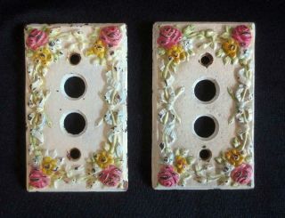 Old Fashion Vintage Cast Iron Hand Painted Push Button Light Switch Plate Covers