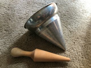 Vintage Wear - Ever No.  462 Alum.  Cone Shaped Strainer/sieve W/pestle - No Stand