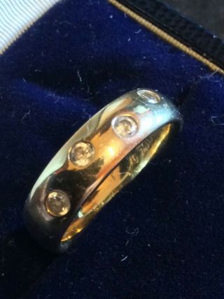 Ladies Vintage Solid Silver Ring With Cubic Zirconia Gems.  Size N.