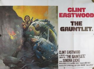 Vintage 1977 The Gauntlet Uk Quad Movie Poster Clint Eastwood