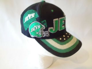 Vintage York Jets Sports Specialties Black Dome Snapback Hat Cap