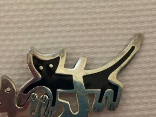 Vintage Anne Harvey Mexico Sterling Silver 2 Cats Frolicking Pin Brooch 2