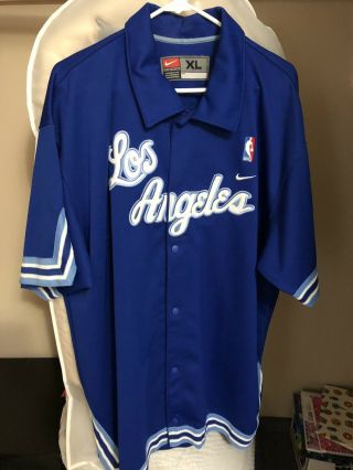 Vintage Los Angeles Lakers Warm Up Suit Nike L.  A.  Blue Xl Button Front Shirt Wow