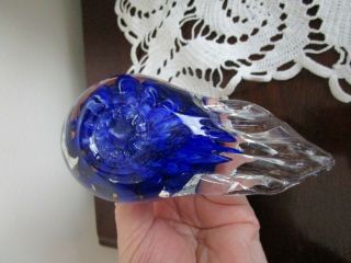 Vintage Joe St Clair Cobalt Blue Bird Art Glass Paperweight Figurine 5
