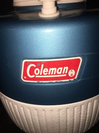 Vintage COLEMAN Snow Lite 1 Gallon Jug Cooler Blue Metal 2