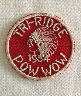 Vintage Bsa Tri - Ridge Pow Wow Patch 1954 Indian Head Boy Scouts Collectible