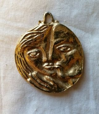 Vintage Pablo Picasso Style Gold - Tone Pendant For Necklace