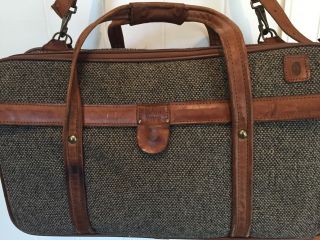 Vintage Hartmann Luggage 20” Tweed Leather Belting Travel Carry - On Bag