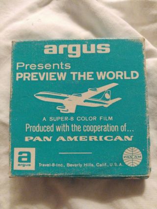Argus Presents Preview The World Produced By Pan Am 8 Color 8mm Film.