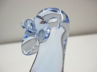 Vintage Art Glass Hand Crafted Duck Figurine Solid Glass Blue 3 1/4 