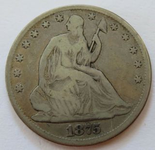 1875 Seated Liberty Silver Half Dollar,  Vintage 50c Coin (301445s)