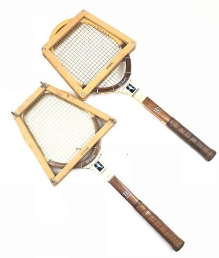 Vintage Wilson Tennis Rackets Chris Evert Autograph With Covers Wood Light 4 3/8