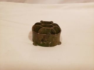 Vintage Single Metal Turtle Flower Frog,  2 1/2 Inches,  Unmarked,  8 Holes 2