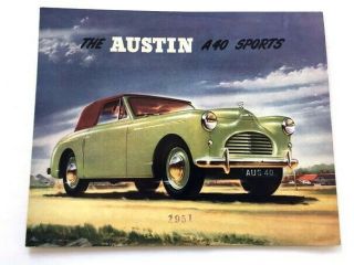 1951 Austin A40 Sports Factory Vintage Car Sales Brochure Folder
