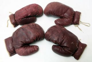 Vintage J.  C.  Higgins Red Leather Boxing Gloves
