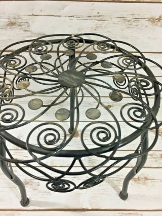 Vintage Wrought Iron Floor Standing Plant Stand Black 2