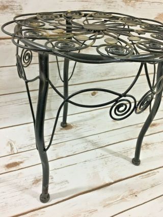 Vintage Wrought Iron Floor Standing Plant Stand Black 4