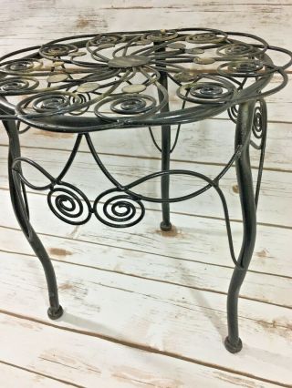 Vintage Wrought Iron Floor Standing Plant Stand Black 5