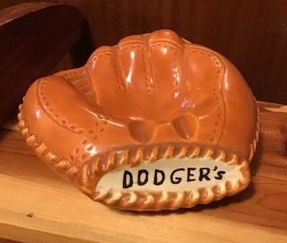 Vintage Los Angeles Dodgers Ceramic Baseball Catchers Mitt Ashtray/candy Dish