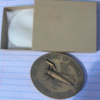 Vintage Eastern Airlines Bronze Medal 50 Yr.  Service 1928 - 78 W/ Box -