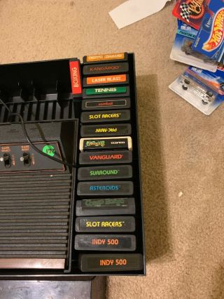 Vintage Atari 2600 Woodgrain Console 2 Controllers And Wood Case (16) Games 2