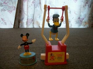 Disney Donald Duck Tricky Trapeze & Micky Mouse Mini Puppet Toys Vintage Kohner
