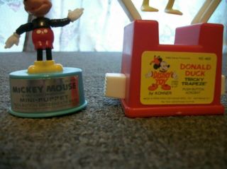 Disney Donald Duck Tricky Trapeze & Micky Mouse Mini Puppet Toys Vintage Kohner 2