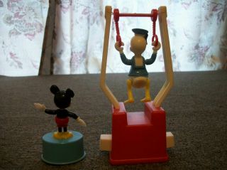 Disney Donald Duck Tricky Trapeze & Micky Mouse Mini Puppet Toys Vintage Kohner 3