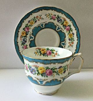 Vintage Staffordshire (f15993) Tea Cup And Saucer Blue Gorgeous