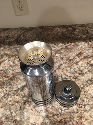 Vintage 1930 ' s Chase Gaiety Art Deco Chrome Cocktail Shaker 2